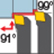 Plaquita Ext. Rómbica de 80º, Ángulo Posición 91º